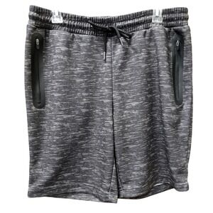Pony Men's Medium Gray Space Dye Activewear Athletic‎ Shorts Zip Pockets